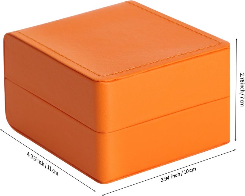 BAOPEND Single Watch Case, Travel Watch Gift Box with Removable Pillow, Luxury PU Leather Wristwatch Display Organizer Holder Boxes for Mem and Women (Orange) - Image 2